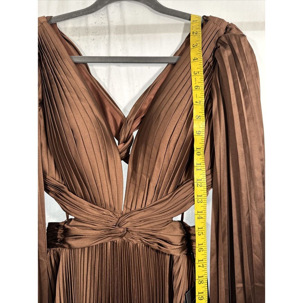 NWT IEENA Mac Duggal [ 6 ] Long Sleeve Pleat Charmeuse CutOut Gown Espresso S957 - Picture 6 of 14